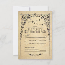 vintage string luzes do casamento RSVP