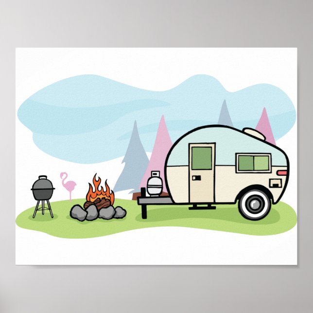 Vintage Style Camper Poster (Frente)