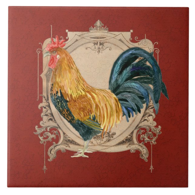Vintage Style Country Rustic Rooster Francês (Frente)