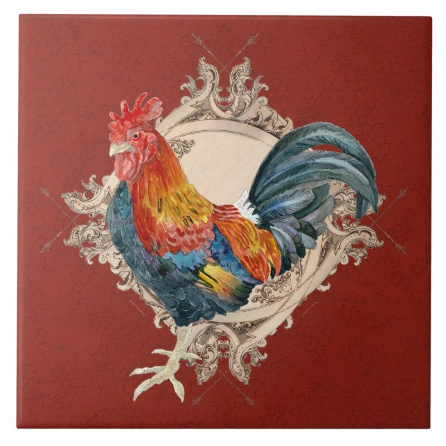 Vintage Style Country Rustic Rooster Francês (Frente)