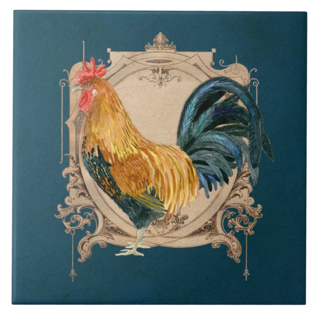 Vintage Style Country Rustic Rooster Francês (Frente)