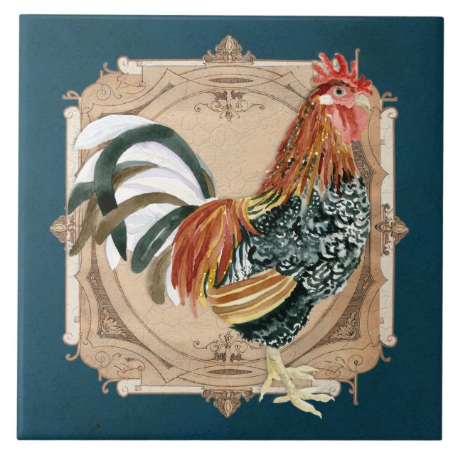 Vintage Style Country Rustic Rooster Francês (Frente)