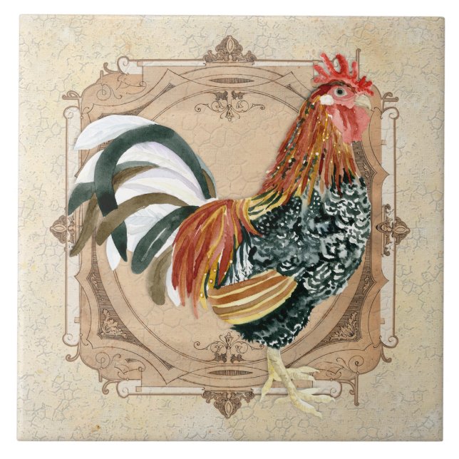 Vintage Style Country Rustic Rooster Francês (Frente)