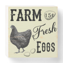 Vintage Style Frango Fazenda Ovos Frescos Sinal de