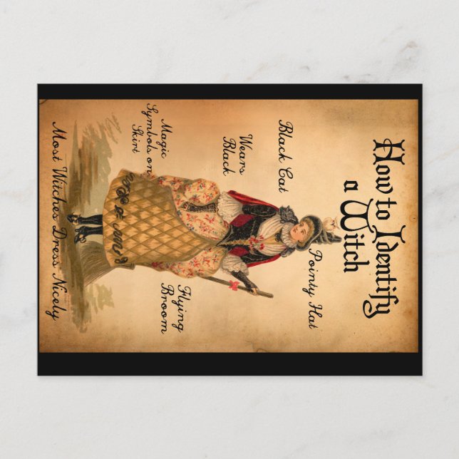 Vintage Style Halloween Witch I.D. Cartão Postal (Frente)