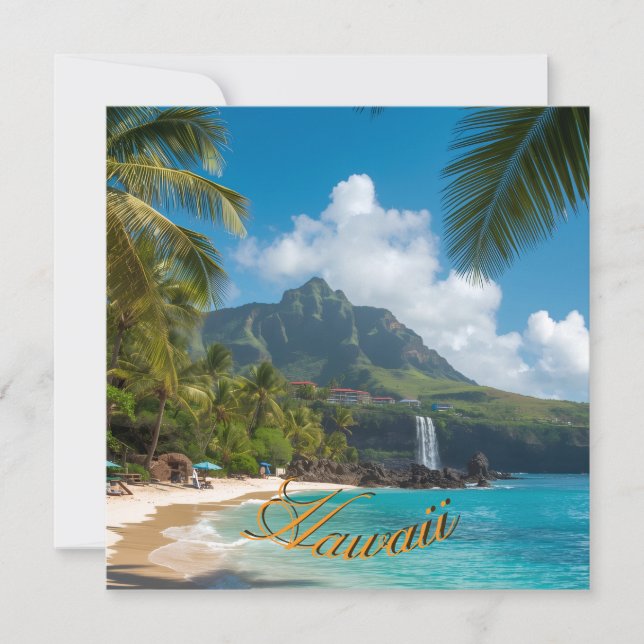 Vintage Style Hawaiian Travel Blue Sea Card (Frente)