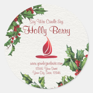 Vintage Style Holly Berry - Etiqueta da Vela de Na
