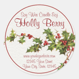 Vintage Style Holly Berry - Etiqueta da Vela de Na