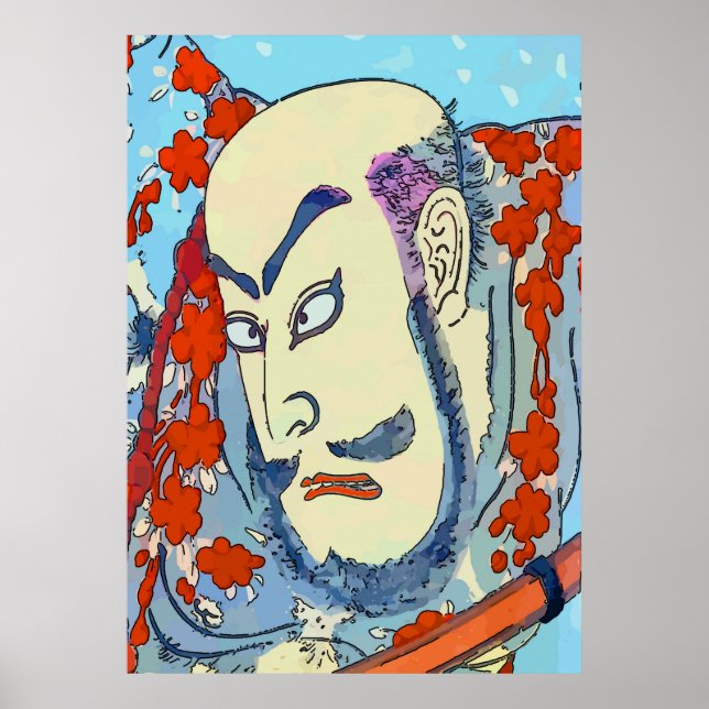 Vintage Style Japonês Samurai Impressão (Frente)