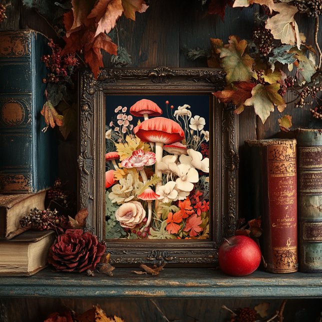 Vintage Style Mushroom Art Poster (Criador carregado)