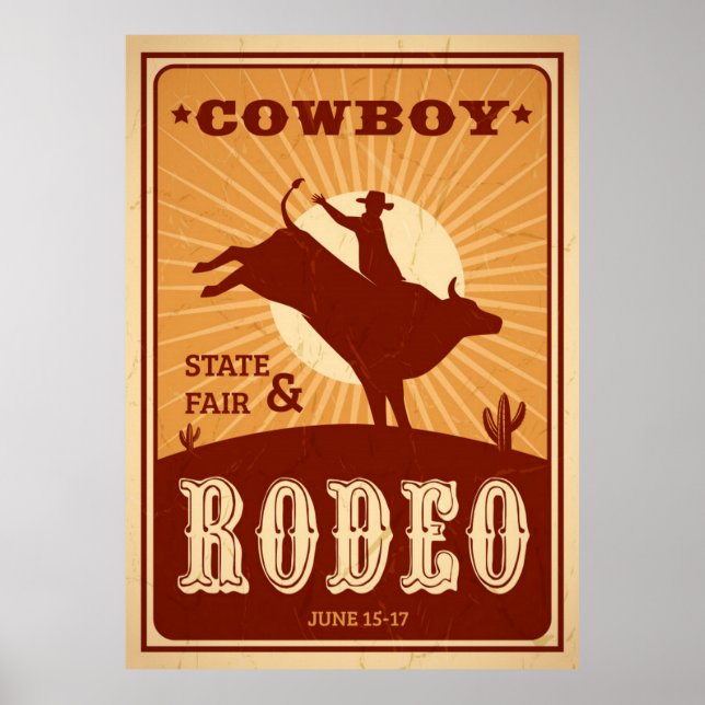 Vintage Style Rodeo Poster (Frente)