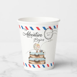 Vintage Suitcase Baby Shower Boy Adventure Postal