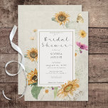 Vintage Summer Sunflower Cream Chá Convite<br><div class="desc">Este design chá de panela apresenta uma bela imagem de girassóis de cor aquática macia e outras flores de verão em um fundo aflita de marfim macio. É romântico com um toque de safra. Criado pela imprensa simplesmente de farmácia.</div>
