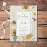 Vintage Summer Sunflower Cream Chá Convite<br><div class="desc">Este design chá de panela apresenta uma bela imagem de girassóis de cor aquática macia e outras flores de verão em um fundo aflita de marfim macio. É romântico com um toque de safra. Criado pela imprensa simplesmente de farmácia.</div>