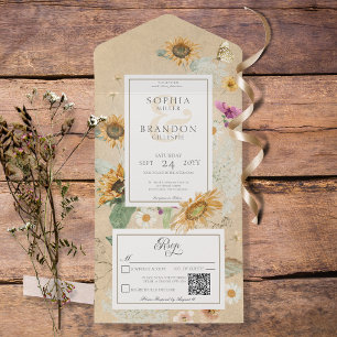 Vintage Summer Sunflower Yellow Código QR