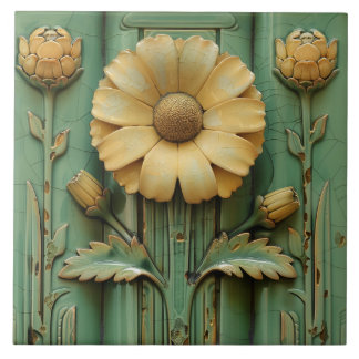 Vintage Sunflower Art Deco Símétrico