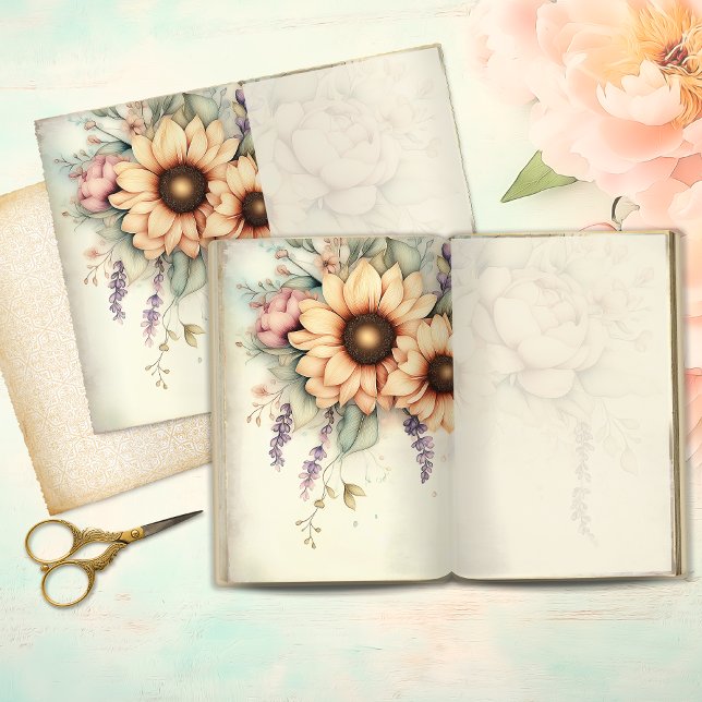 Vintage Sunflower Duo Junk Journal Page (Criador carregado)