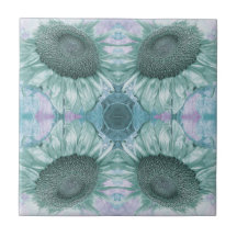 Vintage Sunflower Green Purple Art Nouveau