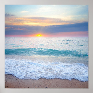 Vintage Sunset Beach Poster
