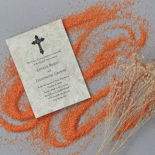 Vintage Swirl Convite para Casamento Católico