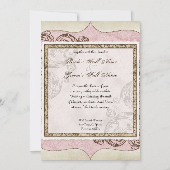 Vintage Swirl Etchings - Convite para Casamento (Frente)