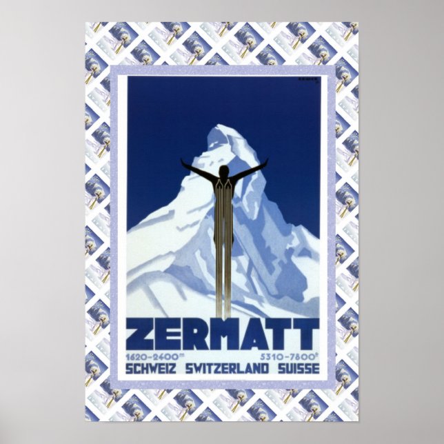Vintage Swiss Poster Zermatt (Frente)