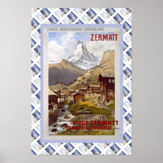 Vintage Swiss Rail Poster Zermatt (Frente)