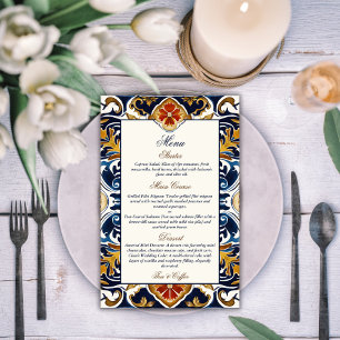 Vintage Talavera Azulejo — menu do casamento mexic