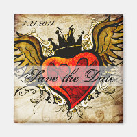 Vintage Tattoo Winged Heart Imã salve a data