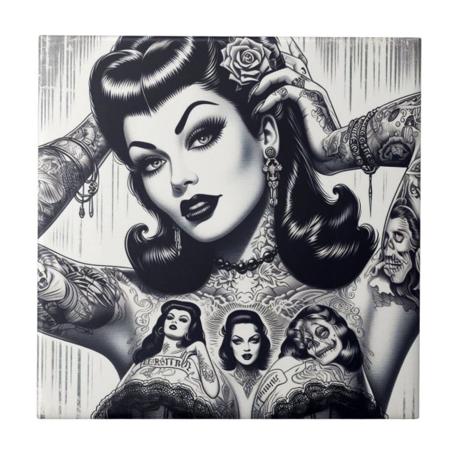 Vintage Tatuado Gótico Girl (Frente)