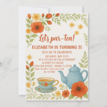 Vintage Tea Party - Convite de Aniversário com Ele