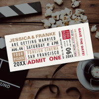 Vintage Ticket Brown Salvar a Data Convite