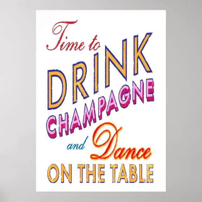 Vintage Time to Beink Champagne Poster (Frente)