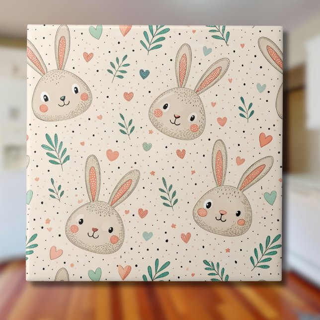 Vintage Tiny Bunny Faces with Roses Pattern (Criador carregado)