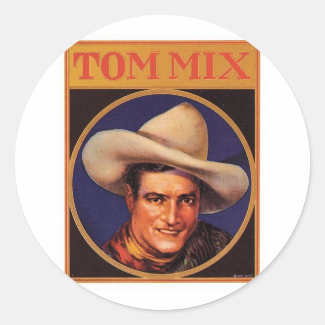 Vintage Tom Mix Cowboy Etiqueta de Cigarro (Frente)