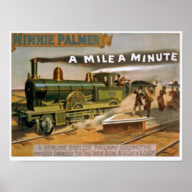 Vintage Train Illustration Poster (Frente)