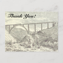 Vintage Train na Ponte, "Obrigado!" Cartão Postal