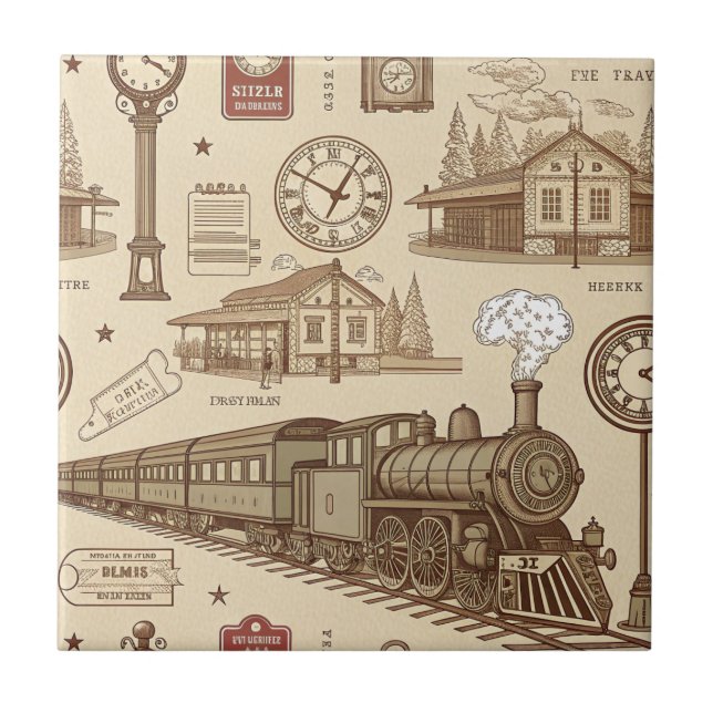 Vintage Train Station Pattern (1) (Frente)