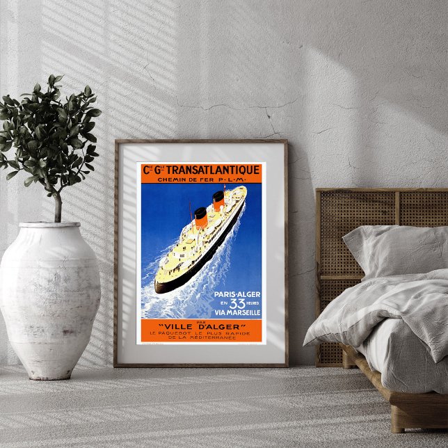 Vintage TransAtlantic Cruise Ship Poster (Criador carregado)