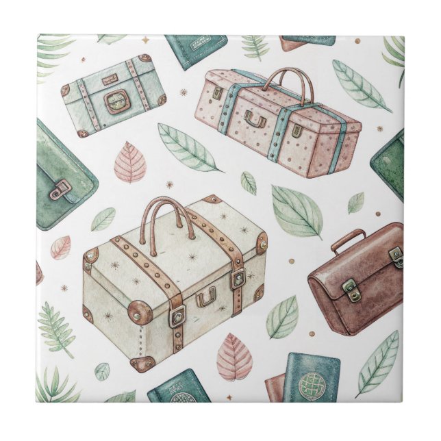Vintage Travel Luggage Pattern (1) (Frente)