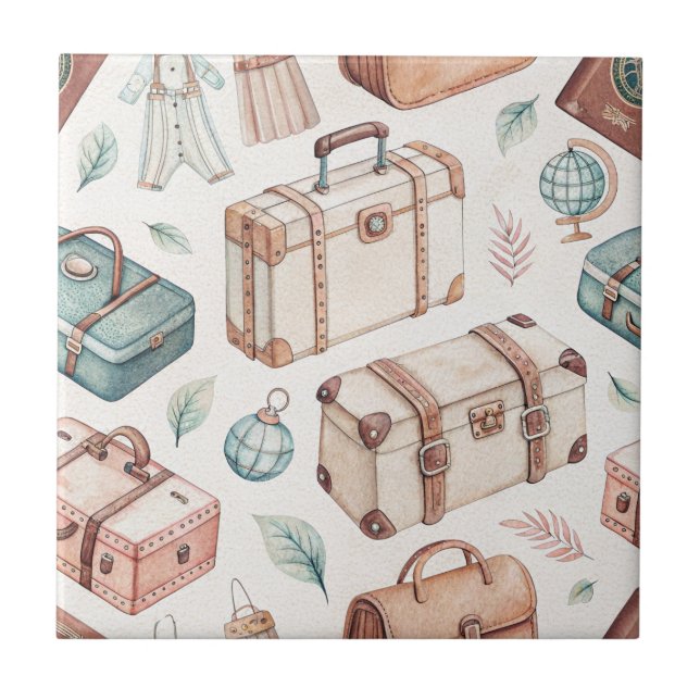 Vintage Travel Luggage Pattern (2) (Frente)