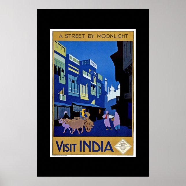 Vintage Travel Poster Visit India (Frente)