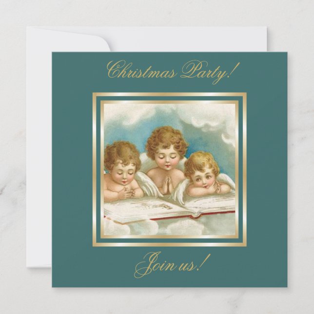 Vintage três belos anjos de oração convite (Frente)