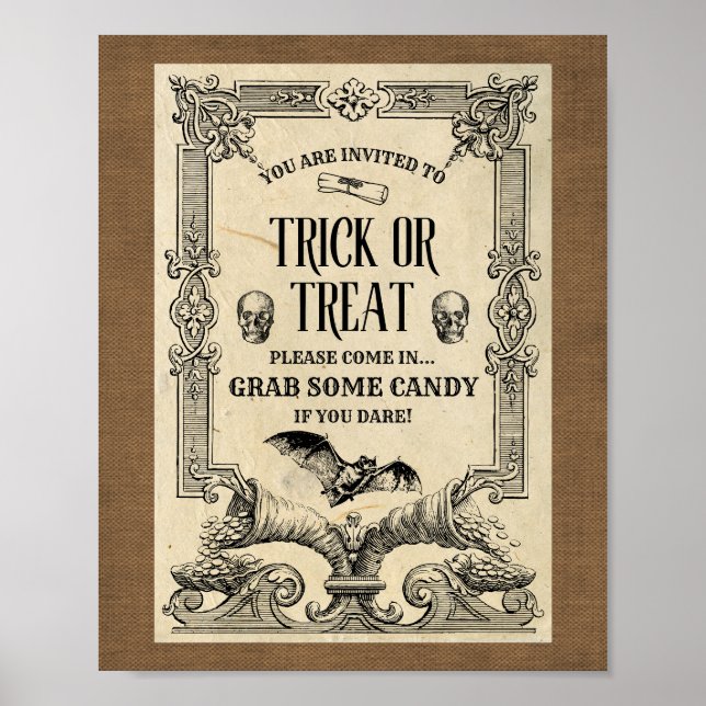 Vintage Trick ou Treine Welcome Poster (Frente)