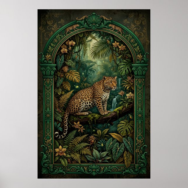 Vintage Tropical Leopard Poster (Frente)