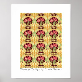 Vintage Tulips por Linda Becker Poster