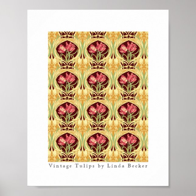 Vintage Tulips por Linda Becker Poster (Frente)