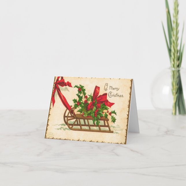 Vintage Um Feliz Cartão De Natal (Frente)