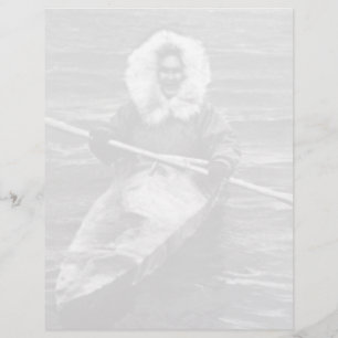 Vintage USA Alaska eskimo e seu caiaque
