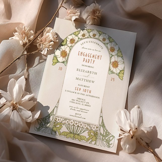 Vintage Vamos Celebrar Convites Art Nouveau (Criador carregado)